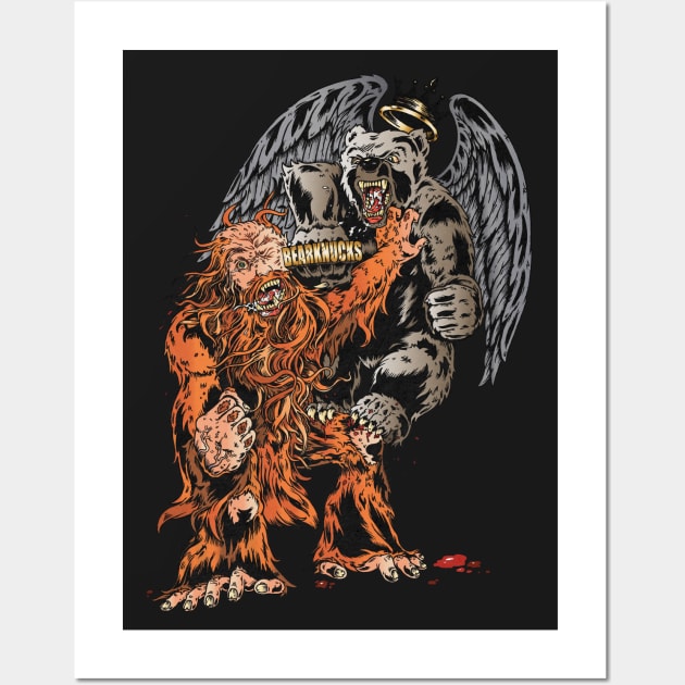 Sasquatch vs. Werebear Wall Art by BeeryMethod